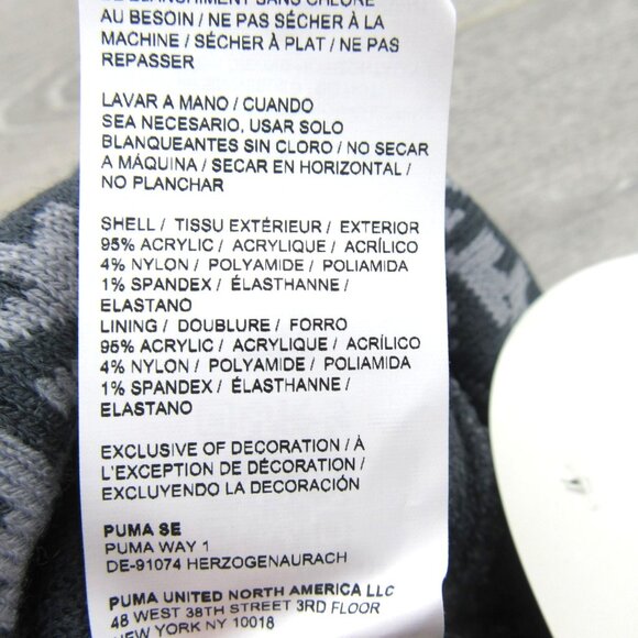 Puma Fair Isle Snowflake Pom Beanie Cap Unisex One Size Fit Grey NEW - Picture 9 of 9